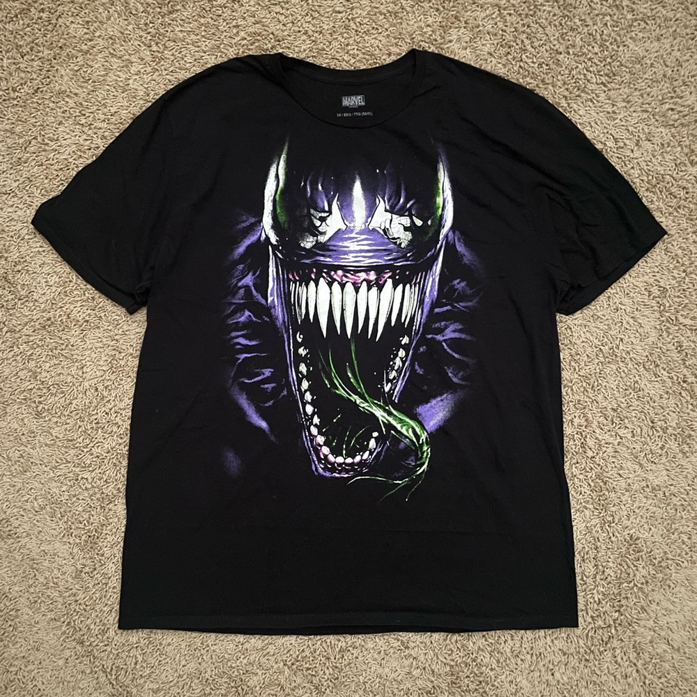 Marvel Comics Venom Black T-Shirt Cotton Size 2XL Spiderman